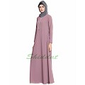 Designer abaya with a zipper on yoke- Puce Pink Designer abaya with a zipper on yoke- Puce Pink